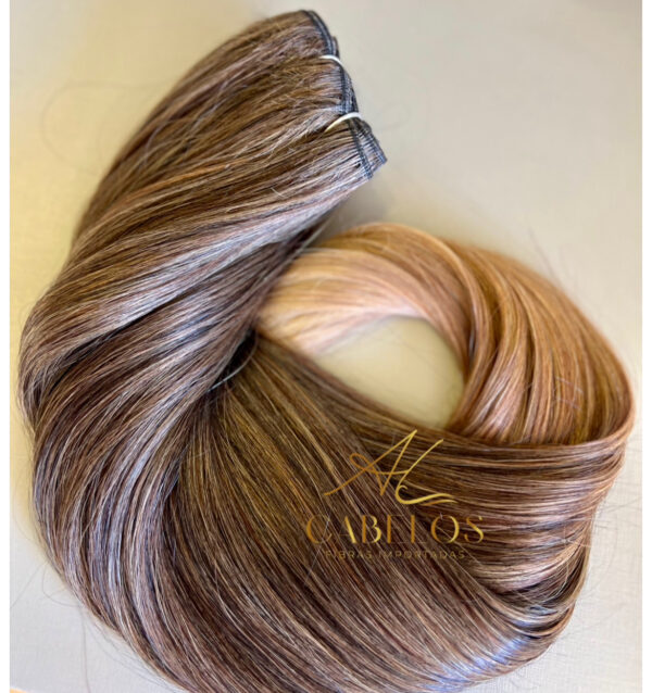 Cabelo Telado/Tecido Mesclado Ombre Hair #2 Liso Fibra Russa 70cm 150g - Imagem 2
