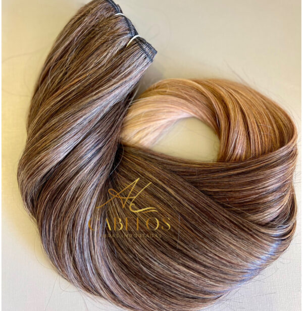 Cabelo Telado/Tecido Mesclado Ombre Hair #2 Liso Fibra Russa 70cm 150g - Imagem 4