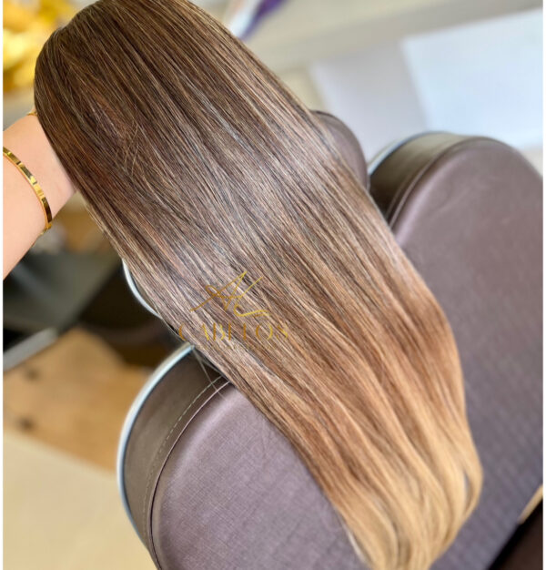 Cabelo Telado/Tecido Mesclado Ombre Hair #2 Liso Fibra Russa 70cm 150g - Imagem 3