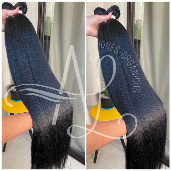 Cabelo Telado/Tecido Preto Liso Fibra Russa 70cm 150g - Imagem 3