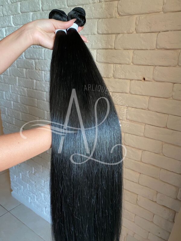 Cabelo Telado/Tecido Preto Liso Fibra Russa 70cm 150g - Imagem 2