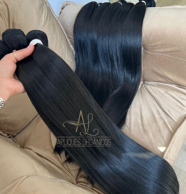 Cabelo Telado/Tecido Preto Liso Fibra Russa 70cm 150g - Imagem 6