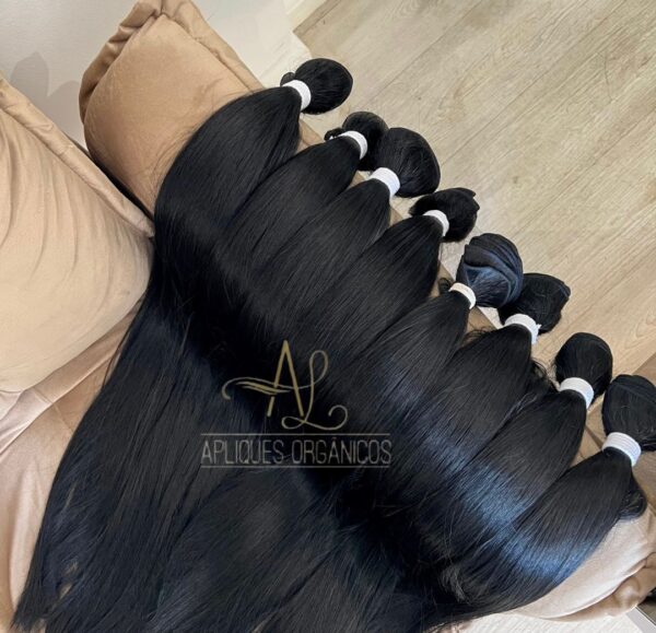 Cabelo Telado/Tecido Preto Liso Fibra Russa 70cm 150g - Imagem 5