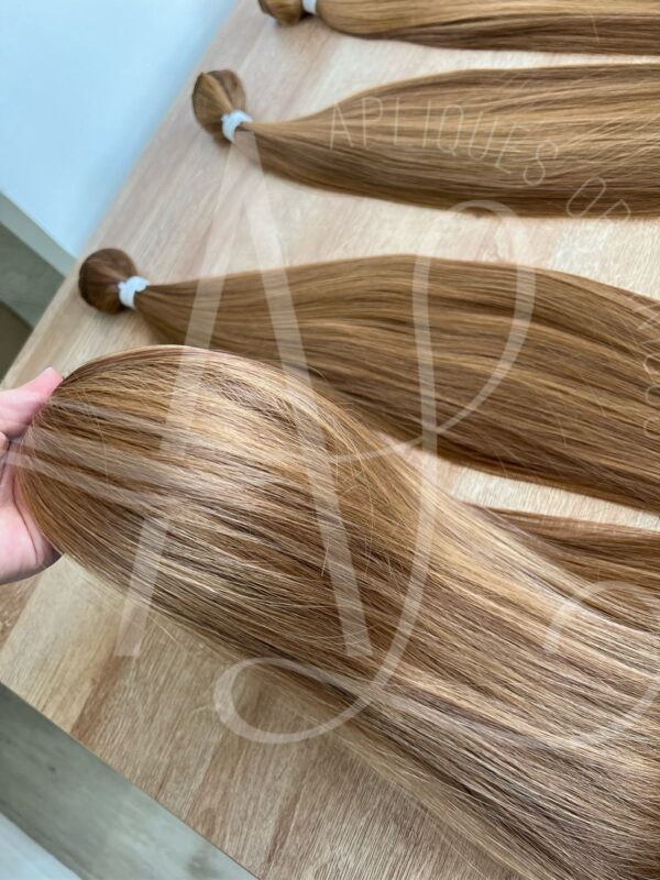 Cabelo Telado/Tecido Loiro Escuro Mel Liso Fibra Russa 70cm 150g - Imagem 3