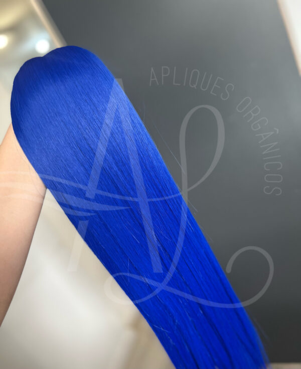 Cabelo Telado/Tecido Azul Fibra Russa Ultra Realista. 70cm 150g - Imagem 4