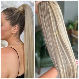 Aplique Rabo de Cavalo Mesclado Pérola Liso Fibra Russa.