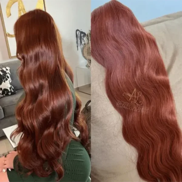 Cabelo Aplique Mega Hair Organico Ondulado Fibra Russa. Cor:Ruivo Laranjinha #1