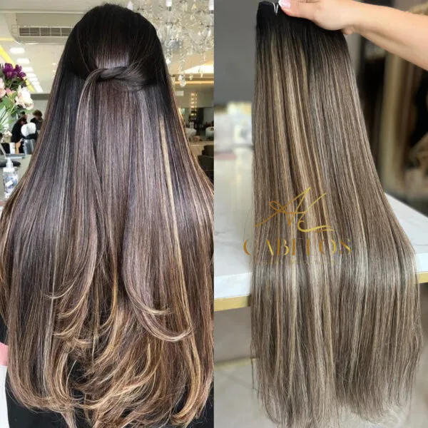 Cabelo Telado/Tecido Morena Iluminada #1 Liso Fibra Russa Ultra Realista. 70cm 150g