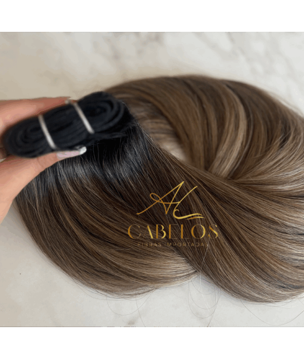 Cabelo Telado/Tecido Morena Iluminada #1 Liso Fibra Russa Ultra Realista. 70cm 150g - Imagem 4