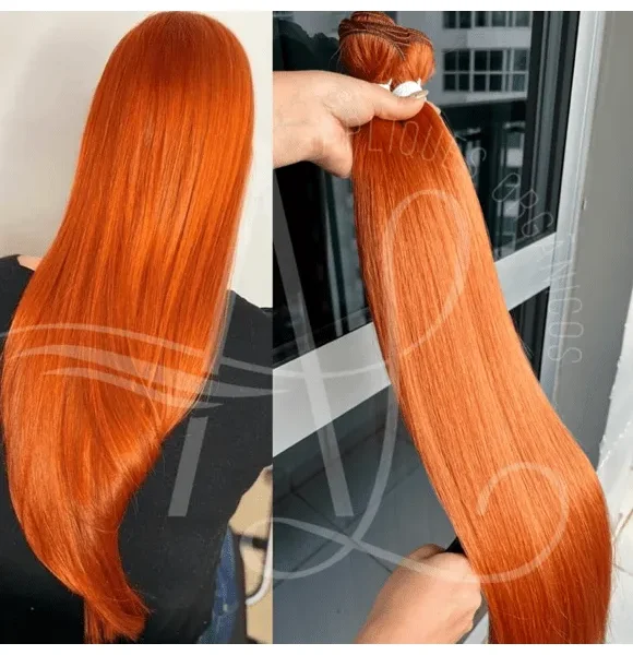Cabelo Telado/Tecido Ruivo Laranjinha #2 Fibra Russa Ultra Realista. 70cm 150g