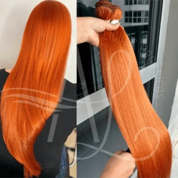 Cabelo Telado/Tecido Ruivo Laranjinha #2 Fibra Russa Ultra Realista. 70cm 150g