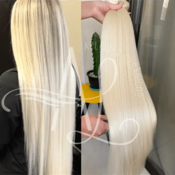 Cabelo Telado/Tecido Loiro Claro Liso Fibra Russa Ultra Realista. 70cm 150g