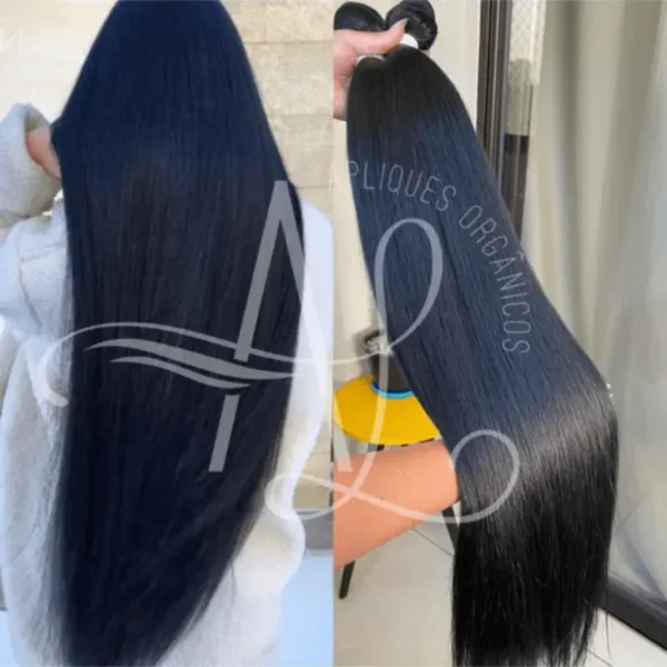 Cabelo Telado/Tecido Preto Liso Fibra Russa 70cm 150g