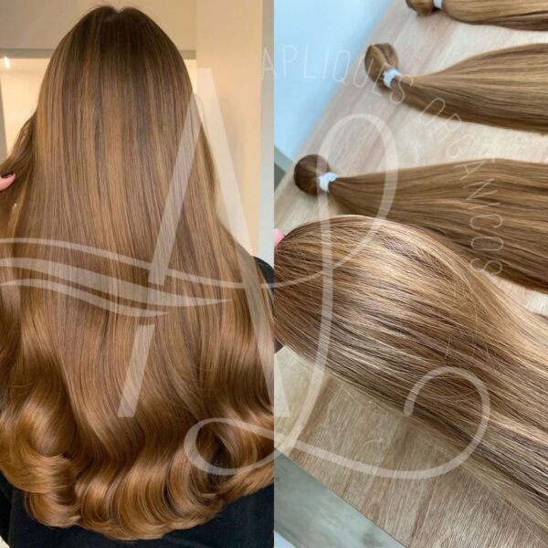 Cabelo Telado/Tecido Loiro Escuro Mel Liso Fibra Russa 70cm 150g