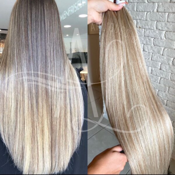 Cabelo Telado/Tecido Mesclado Claro Liso Fibra Russa 70cm 150g
