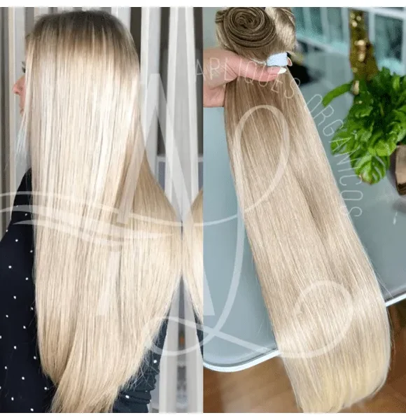 Cabelo Telado/Tecido Loiro Pérola #3 Liso Fibra Russa 70cm 150g