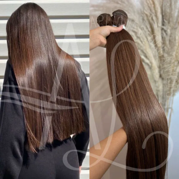 Cabelo Telado/Tecido Castanho Natural Claro Fibra Russa 70cm 150g