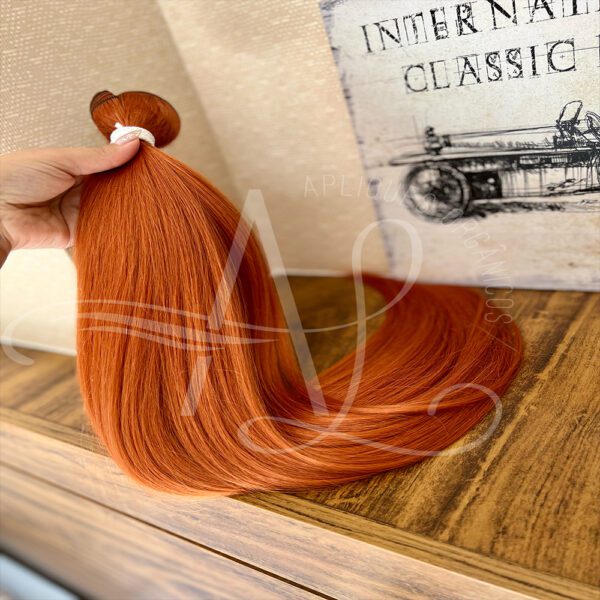 Cabelo Telado/Tecido Ruivo Laranjinha #2 Fibra Russa Ultra Realista 70cm 150g - Imagem 4