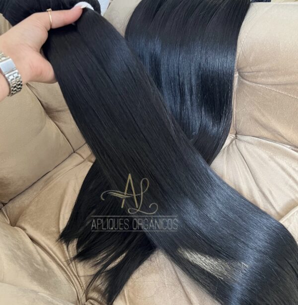 Cabelo Telado/Tecido Preto Liso Fibra Russa 80cm 200g - Imagem 4