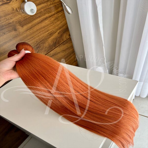 Cabelo Telado/Tecido Ruivo Laranjinha #2 Fibra Russa Ultra Realista 70cm 150g - Imagem 3