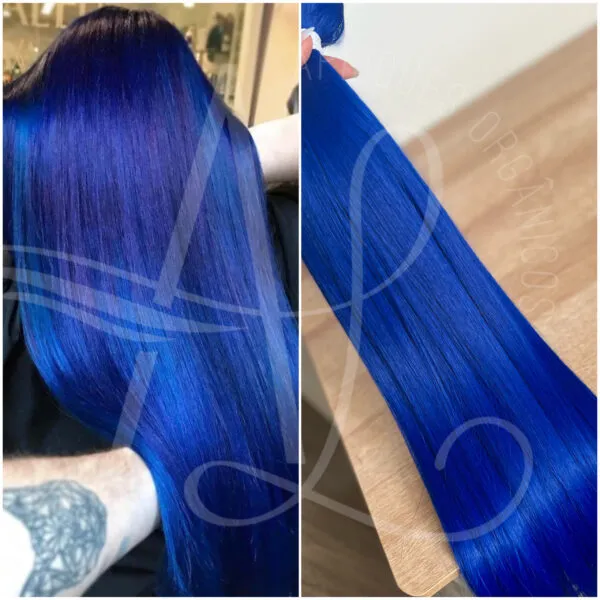 Cabelo Telado/Tecido Azul Fibra Russa Ultra Realista. 70cm 150g