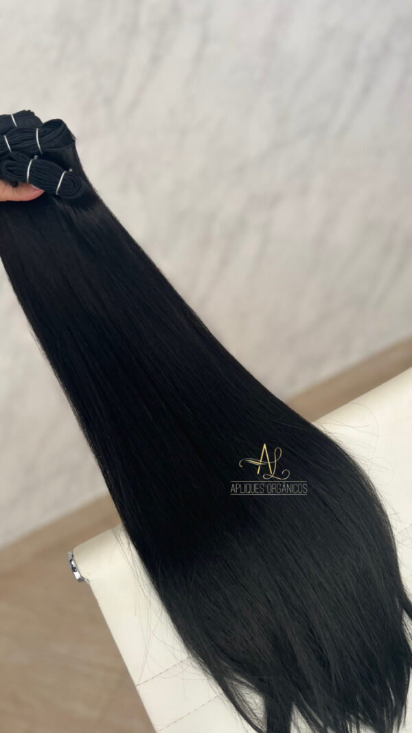 Cabelo Telado/Tecido Preto Liso Fibra Russa 80cm 200g - Imagem 5
