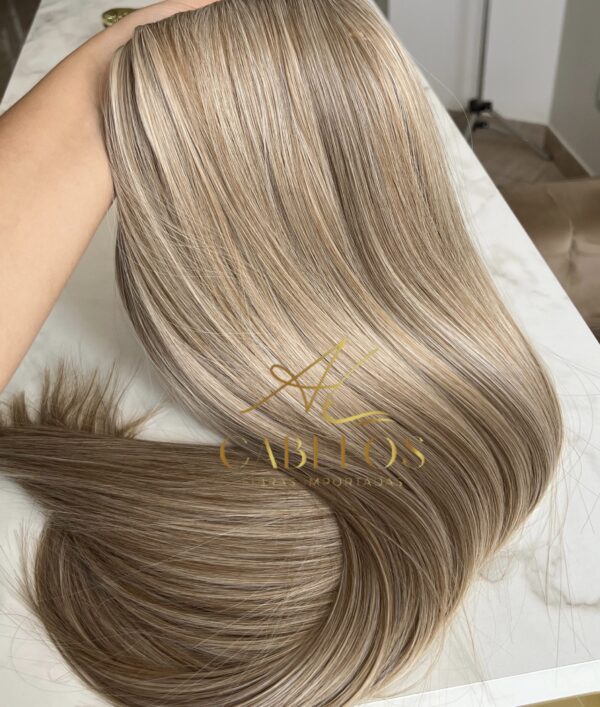 Mega Hair Tic-Tac Mesclado Pérola Liso Fibra Bio Luxo Prime. - Imagem 7