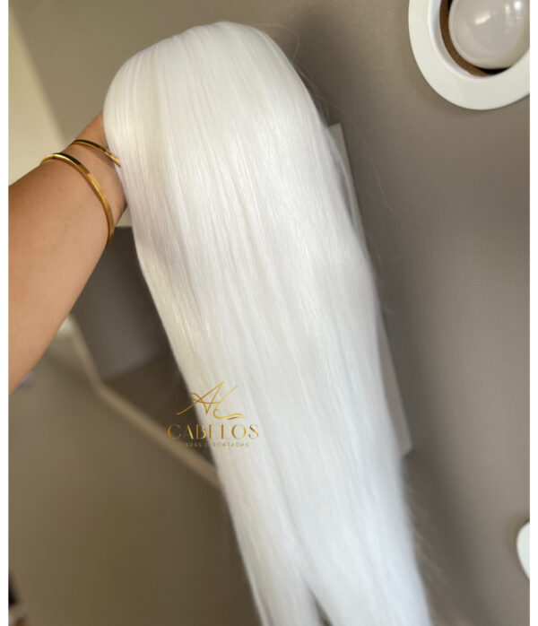 Cabelo Telado/Tecido Branco Neve Liso Fibra Russa 70cm 150g - Imagem 6