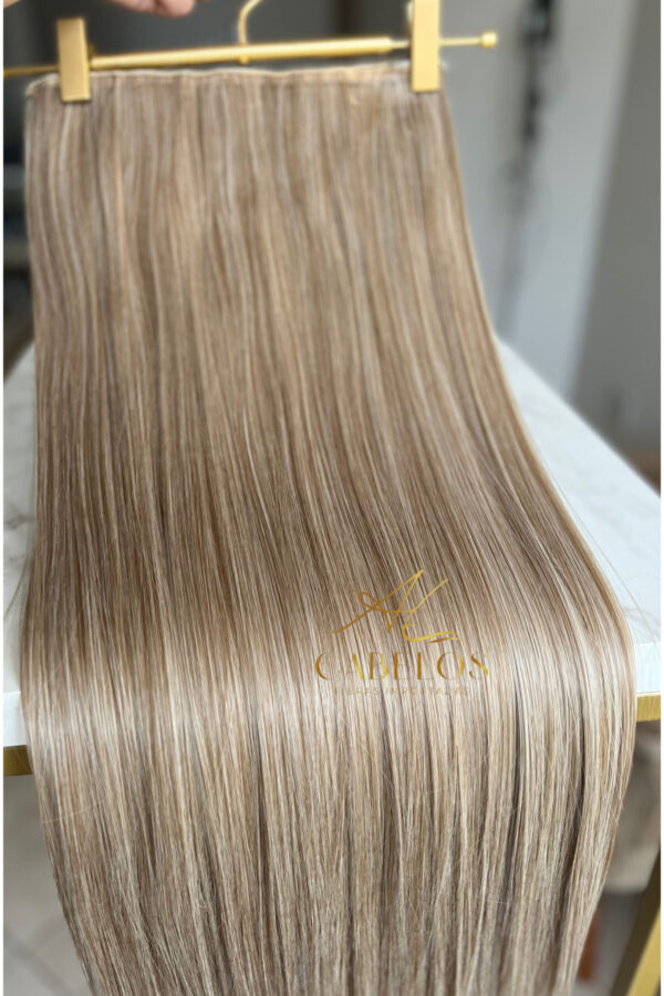 Mega Hair Tic-Tac Mesclado Pérola Liso Fibra Bio Luxo Prime. - Imagem 6