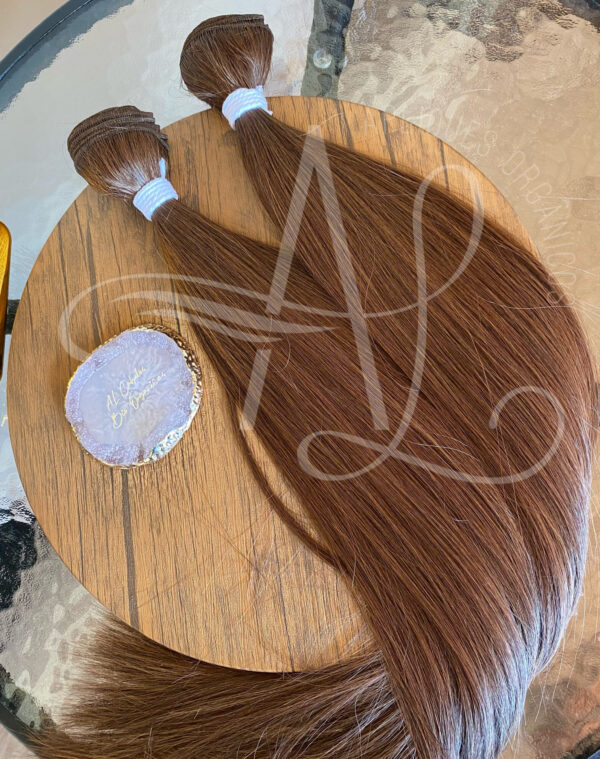 Cabelo Telado/Tecido Castanho Natural Claro Fibra Russa 70cm 150g - Imagem 4