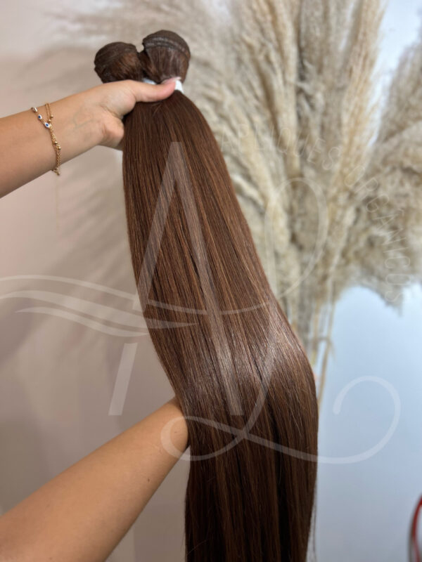 Cabelo Telado/Tecido Castanho Natural Claro Fibra Russa 70cm 150g - Imagem 3