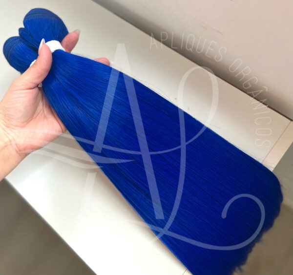 Cabelo Telado/Tecido Azul Fibra Russa Ultra Realista. 70cm 150g - Imagem 3