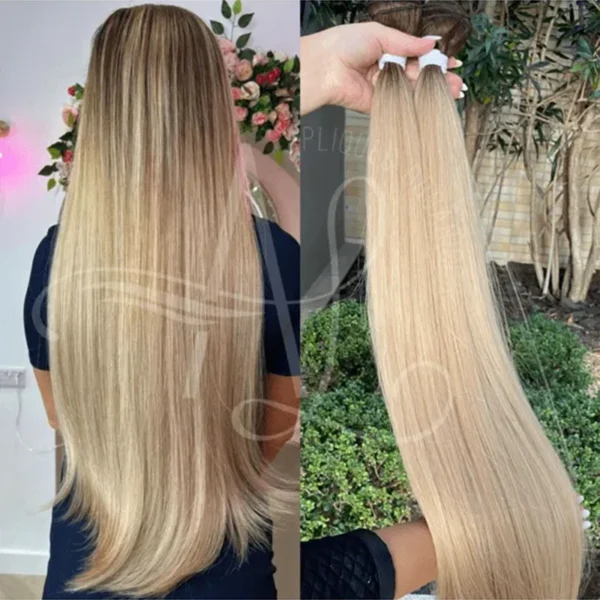 Cabelo Telado/Tecido Loiro Pérola #2 Liso Fibra Russa 70cm 150g
