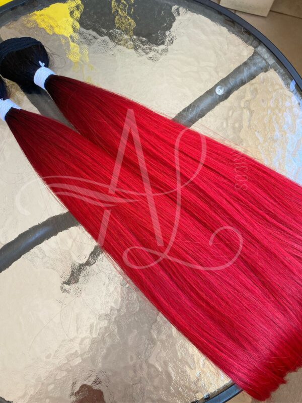 Cabelo Telado/Tecido Vermelho Intenso Esfumado Liso Fibra Russa 70cm 150g - Imagem 5