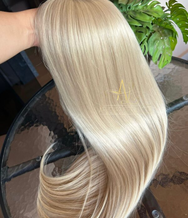 Cabelo Telado/Tecido Loiro Perolado Claro Liso Fibra Russa 70cm 150g - Imagem 2