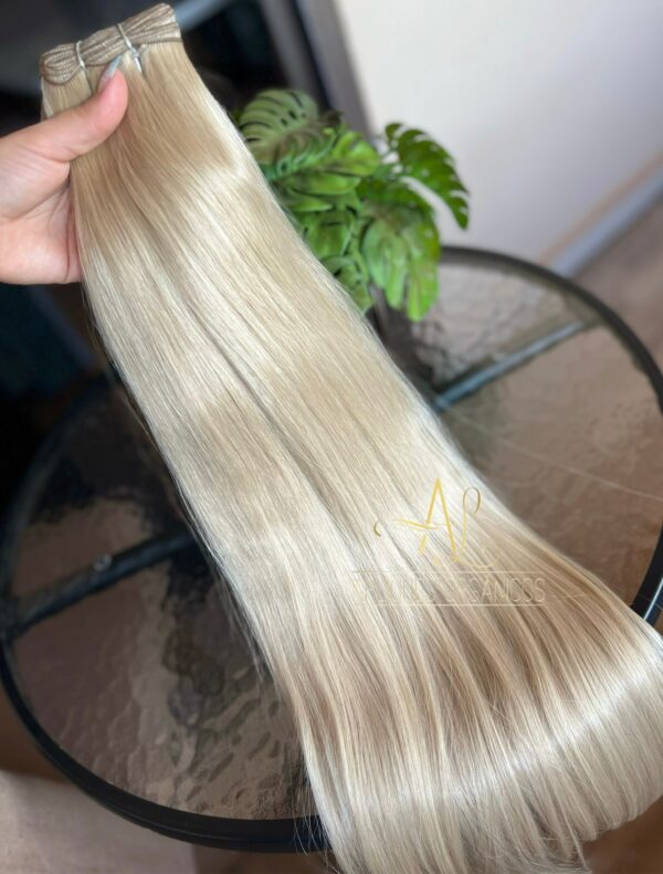 Cabelo Telado/Tecido Loiro Perolado Claro Liso Fibra Russa 70cm 150g - Imagem 3