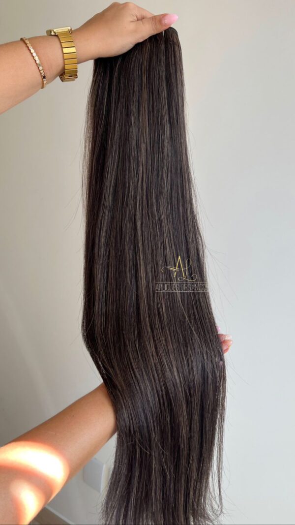 Cabelo Telado/Tecido Morena Iluminada #3 Liso Fibra Russa 70cm 150g - Imagem 2