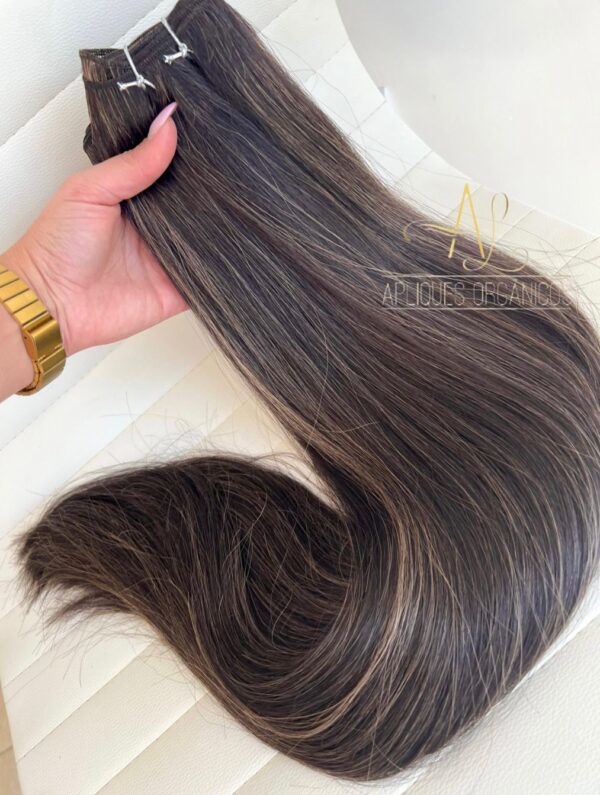 Cabelo Telado/Tecido Morena Iluminada #3 Liso Fibra Russa 70cm 150g - Imagem 6