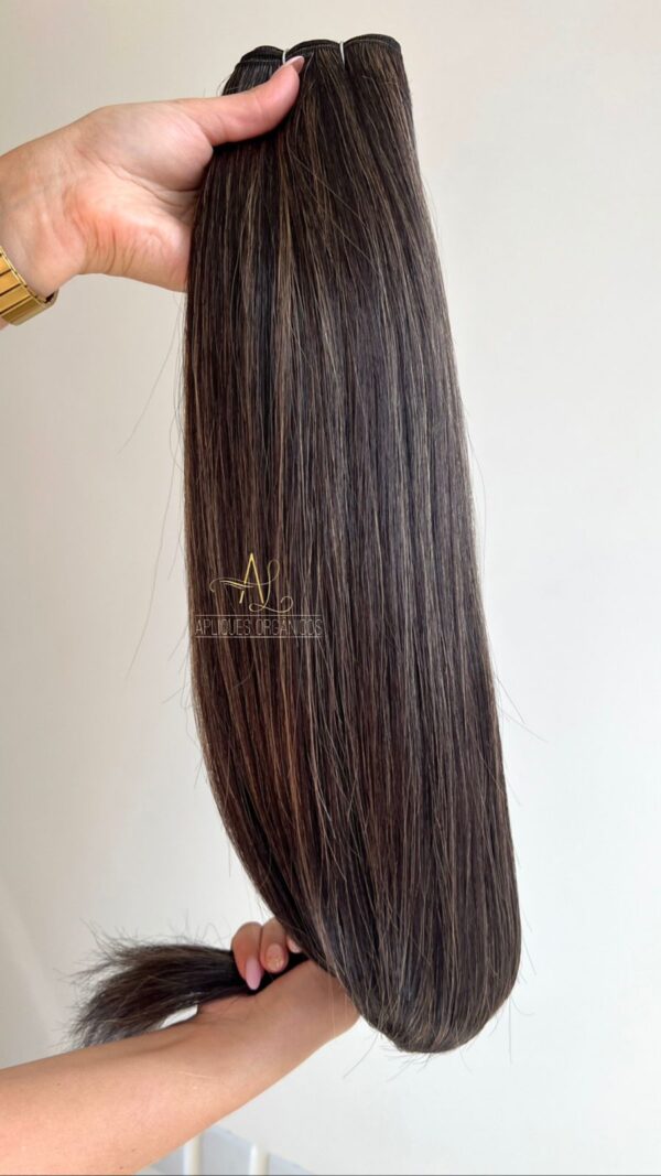 Cabelo Telado/Tecido Morena Iluminada #3 Liso Fibra Russa 70cm 150g - Imagem 3