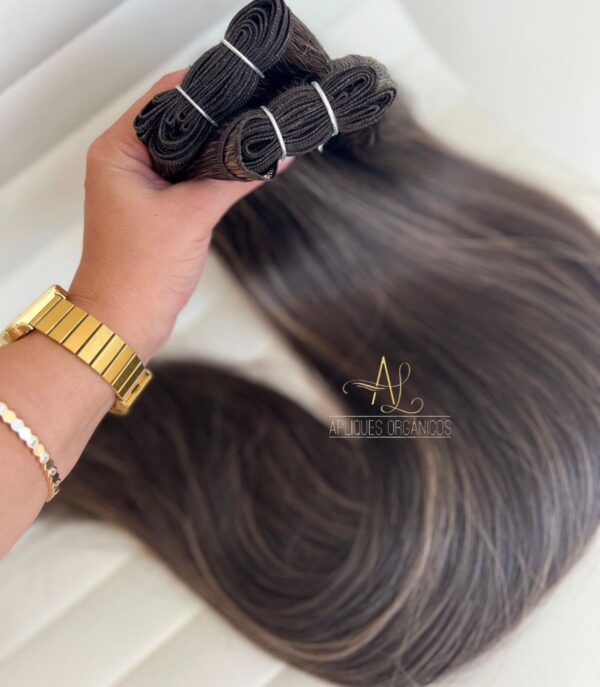 Cabelo Telado/Tecido Morena Iluminada #3 Liso Fibra Russa 70cm 150g - Imagem 4