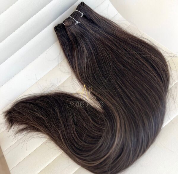 Cabelo Telado/Tecido Morena Iluminada #3 Liso Fibra Russa 70cm 150g - Imagem 5