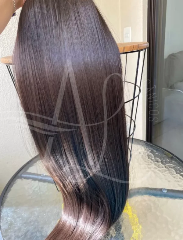 Mega Hair Tic-Tac Castanho Medio Liso Fibra Bio Luxo Prime. - Imagem 3