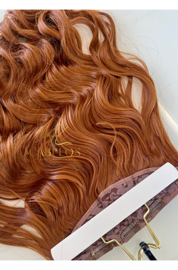 Mega Hair Tic-Tac Ruivo Cobreado Ondulado Fibra Bio Luxo Prime. - Imagem 6