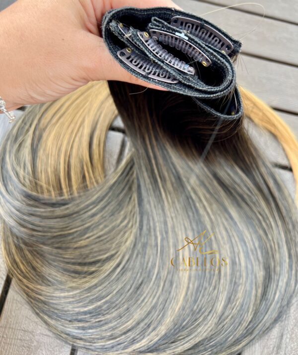 Kit Mega Hair 4 Telinhas TIC-TAC Morena Iluminada Pérola Liso Bio Luxo Prime. - Imagem 4