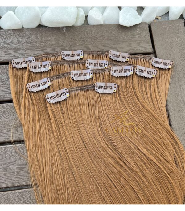 Kit Mega Hair 4 Telinhas TIC-TAC Loiro Escuro Liso Bio Luxo Prime - Imagem 3