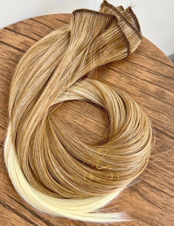 Kit Mega Hair 4 Telinhas TIC-TAC Loiro Pérola Ombre Hair Liso Bio Luxo Prime. - Imagem 5
