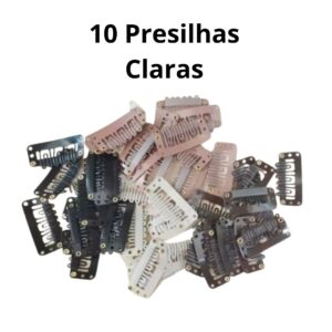 Presilhas Tic Tac Para Aplicação De Alongamento Mega Hair Varias Cores- Kit - 10 Presilhas Clara