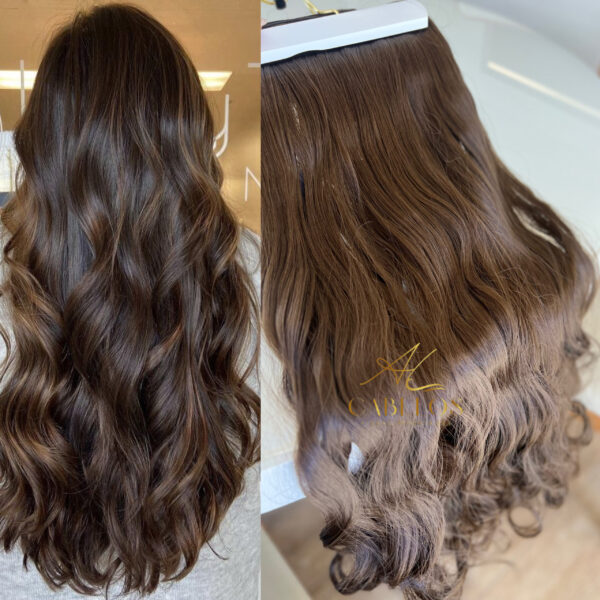 Mega Hair Tic-Tac Castanho Claro ONDULADO Fibra Bio Luxo Prime.