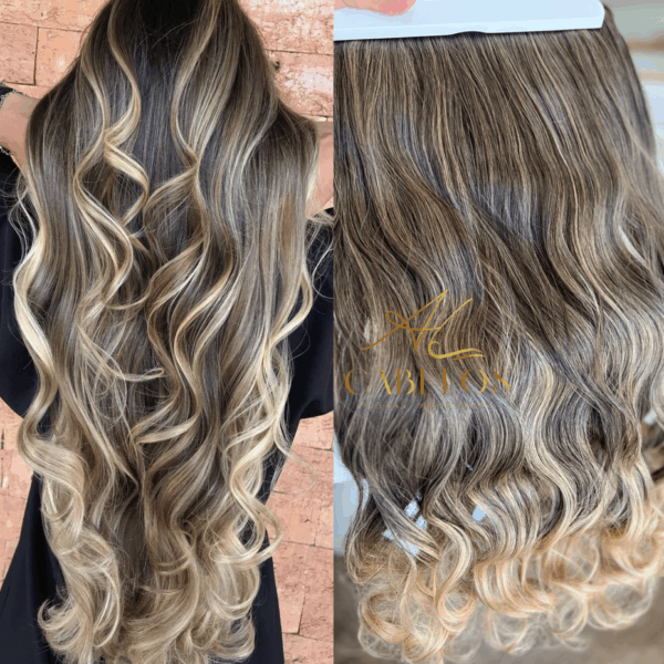 Mega Hair Tic-Tac Mesclado #1 Ondulado Fibra Bio Luxo Prime.