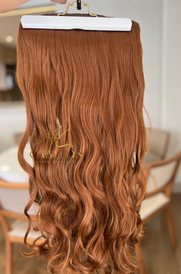 Mega Hair Tic-Tac Ruivo Cobreado Ondulado Fibra Bio Luxo Prime. - Imagem 5
